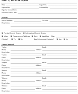 Costum Security Incident Report Form Template  Example