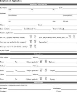 Costum Simple Job Application Form Template Pdf Example