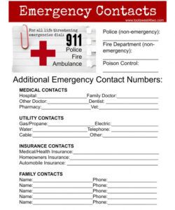 Costum Template For Emergency Contact Form Word
