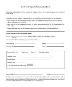 Credit Card Charge Authorization Form Template