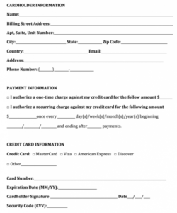 Credit Card Charge Authorization Form Template  Example