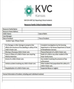 Critical Incident Report Form Template Excel