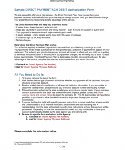 Editable Ach Debit Authorization Form Template Word Example