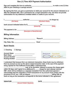 Editable Ach Deposit Authorization Form Template Excel Example