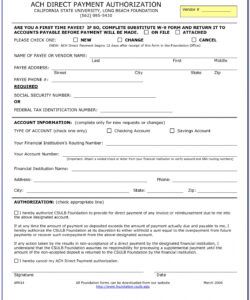 Editable Ach Direct Deposit Authorization Form Template Pdf Sample