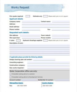 Editable Building Maintenance Request Form Template Excel Example