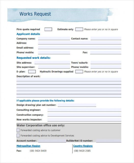 Editable Building Maintenance Request Form Template Excel Example
