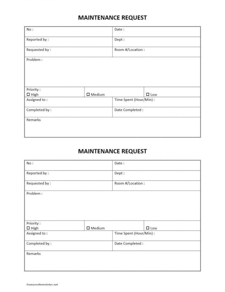 Editable Building Maintenance Request Form Template Word Example ...