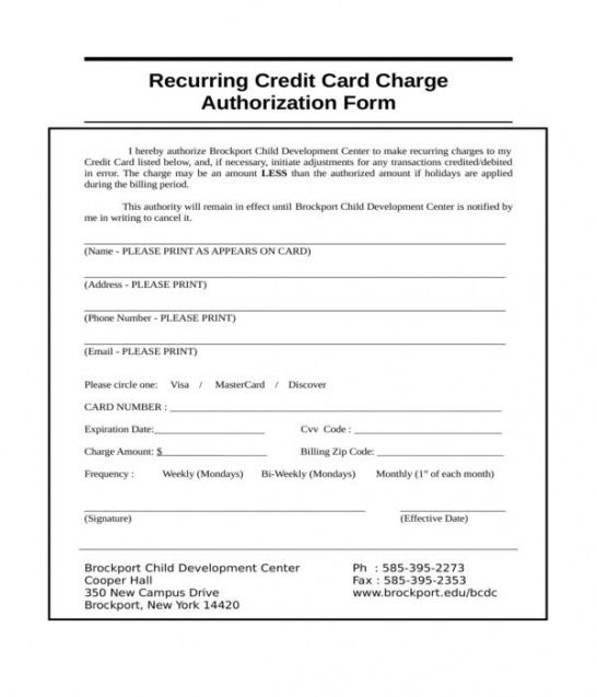 Editable Credit Card Authorization Form Pdf Template Word
