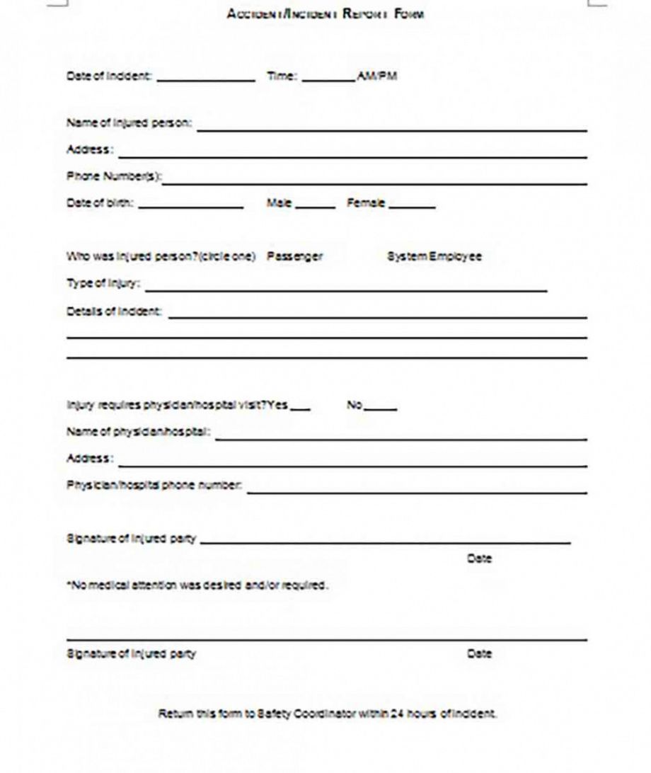 Editable Critical Incident Report Form Template  Sample