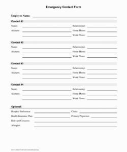 Editable Employee Emergency Contact Form Template Doc Sample