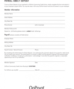 Editable Employer Direct Deposit Form Template Excel Example