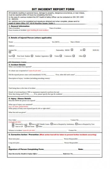 Editable General Incident Report Form Template Doc