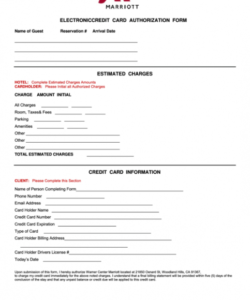 Editable Hotel Credit Card Authorization Form Template  Example