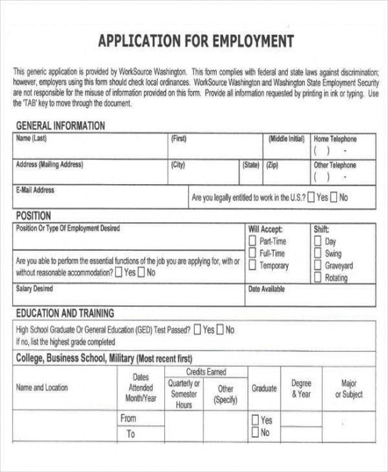 Editable Job Application Form With Availability Template Pdf