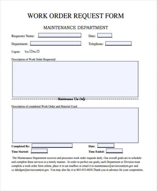 Editable Maintenance Repair Request Form Template  Example