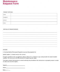 Editable Maintenance Repair Request Form Template  Sample