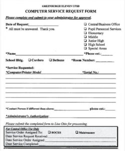 Editable Maintenance Request Form Template For Vehicles Doc Example