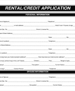 Editable Printable Rental Application Form Template Excel Example