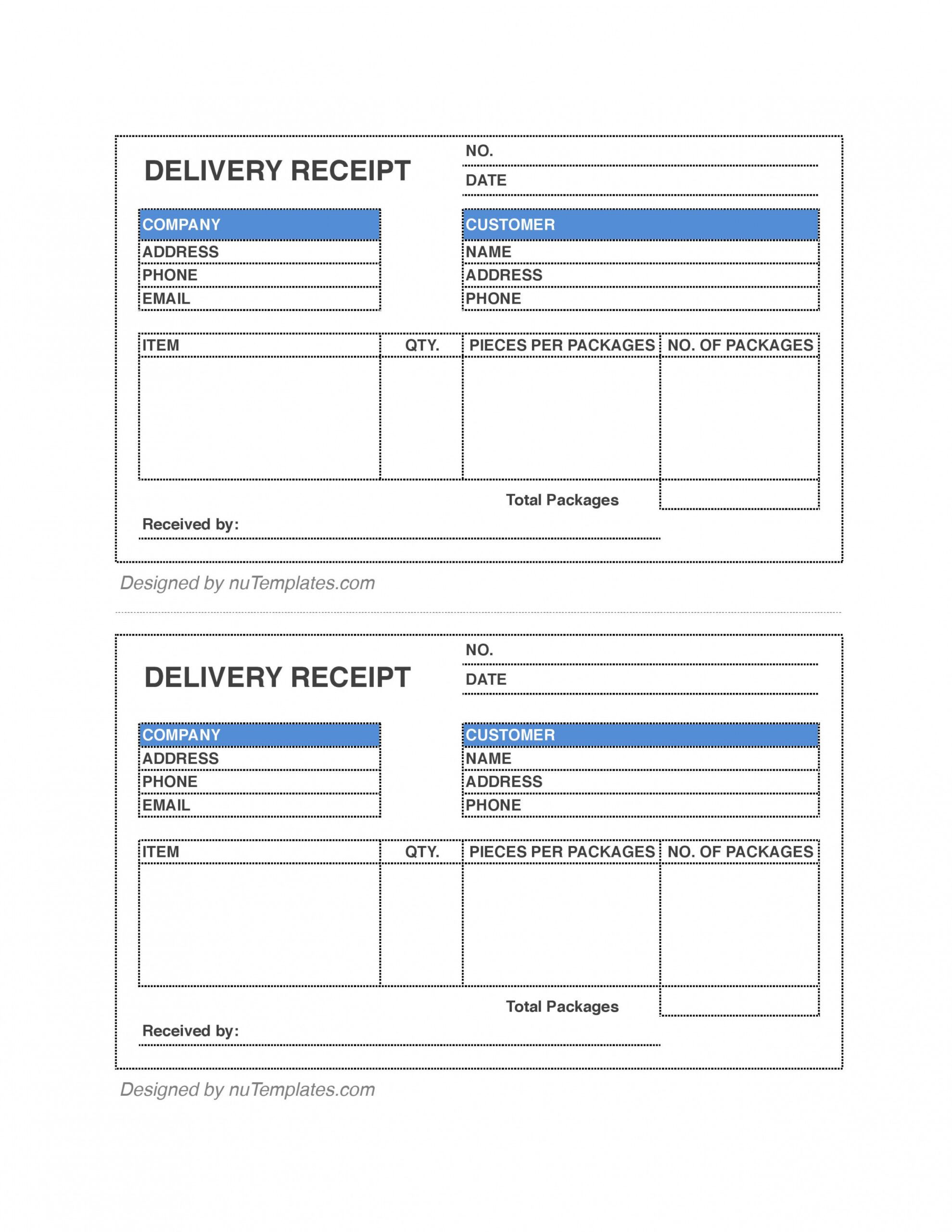 Editable Receipt Form Template