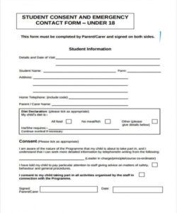 Editable Student Emergency Contact Form Template Word