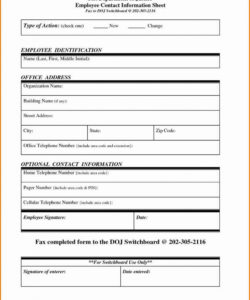 Editable Template For Emergency Contact Form
