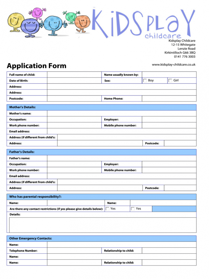 Emergency Contact Form Template For Daycare  Sample