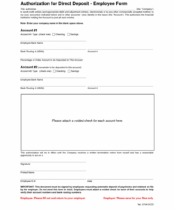 Employees Direct Deposit Form Template  Example