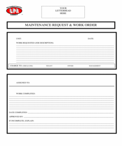 Free Building Maintenance Request Form Template Word Sample