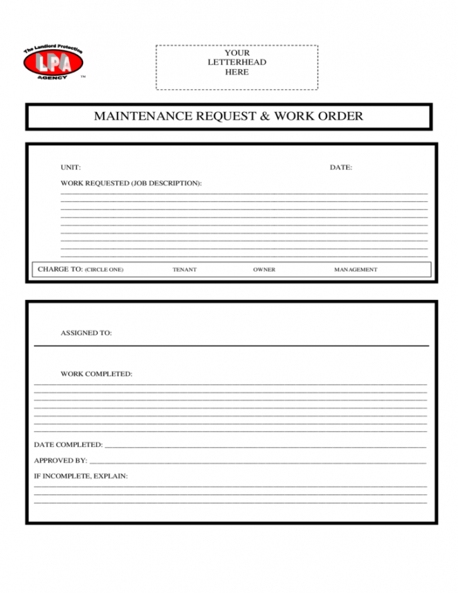 Free Building Maintenance Request Form Template Word Sample