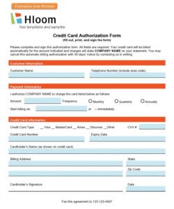 Free Credit Card Charge Authorization Form Template