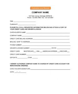 Free Credit Card Payment Authorization Form Template Excel Example