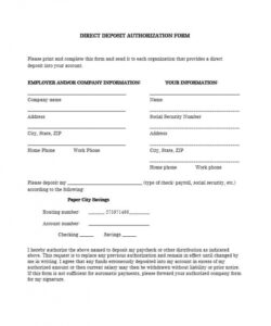 Free Employees Direct Deposit Form Template Pdf Sample