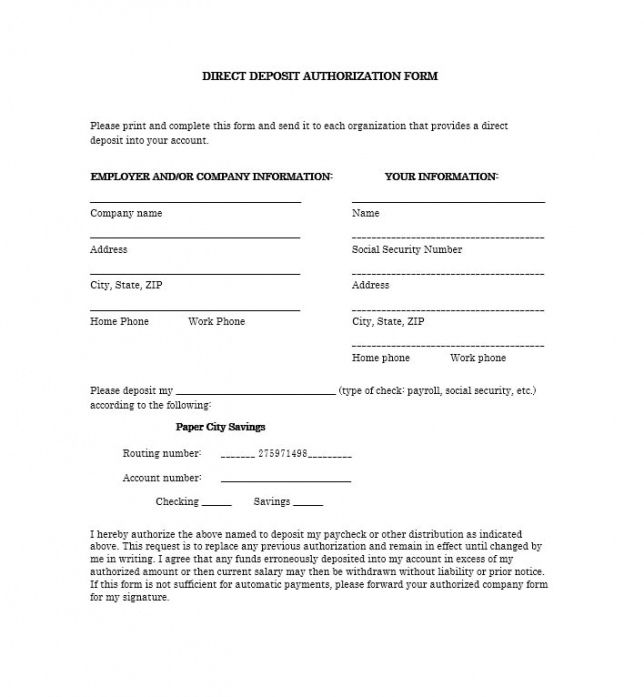 Free Employees Direct Deposit Form Template Pdf Sample