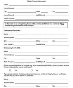 Free Medical Emergency Contact Form Template Doc