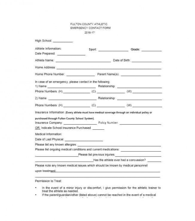 Free Printable Employee Emergency Contact Form Template Word Example