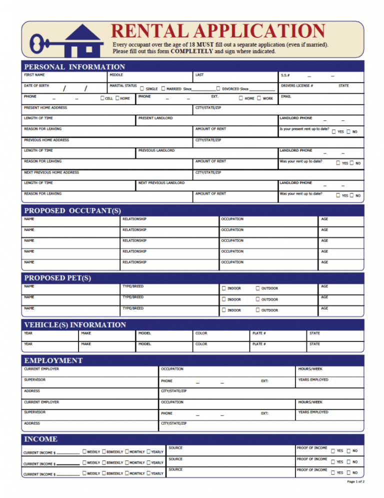 Free Printable Rental Application Form Template Pdf Example Minasinternational 8187