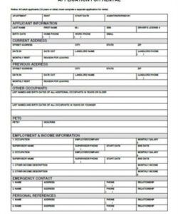 Free Printable Rental Application Form Template Word Example