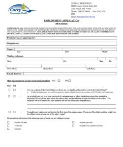 Free Simple Job Application Form Template Excel Sample