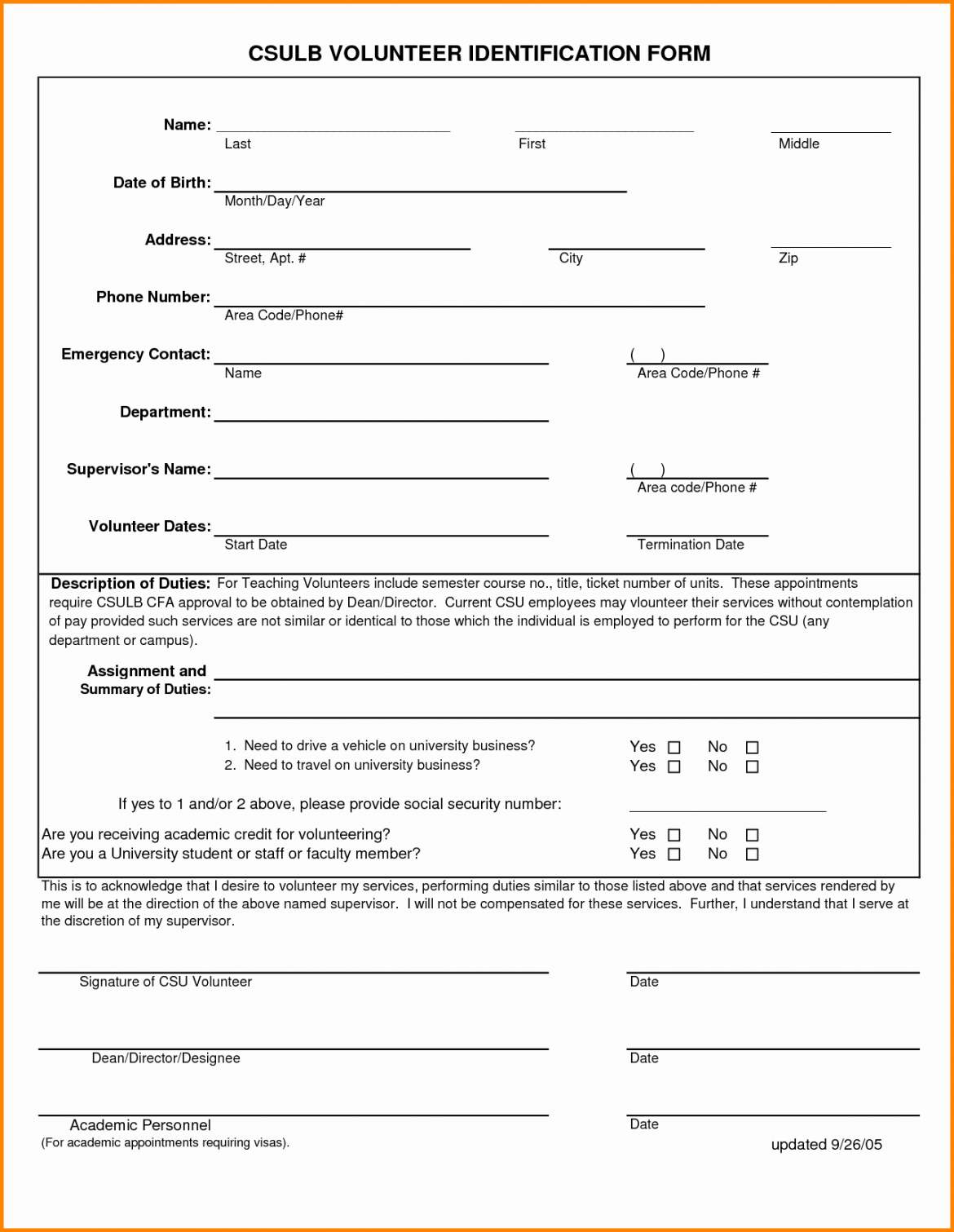 Free Template For Emergency Contact Form  Sample