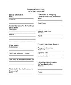 Medical Emergency Contact Form Template