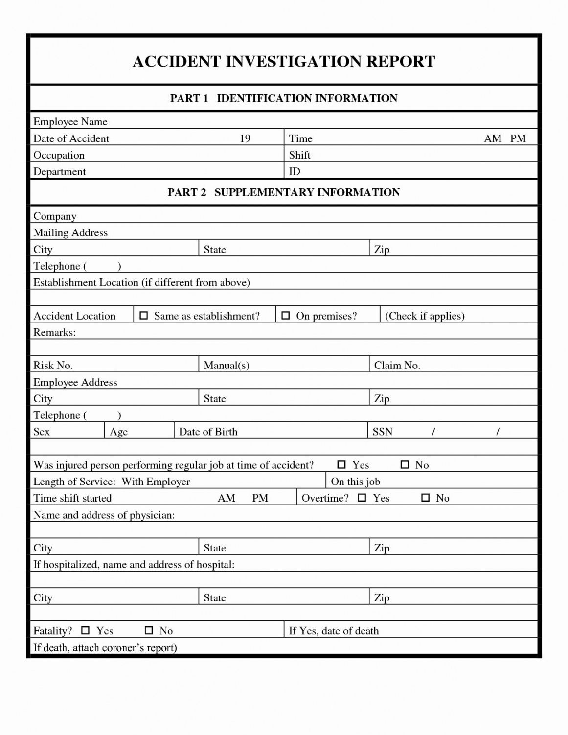 Medical Incident Report Form Template Pdf Minasinternational