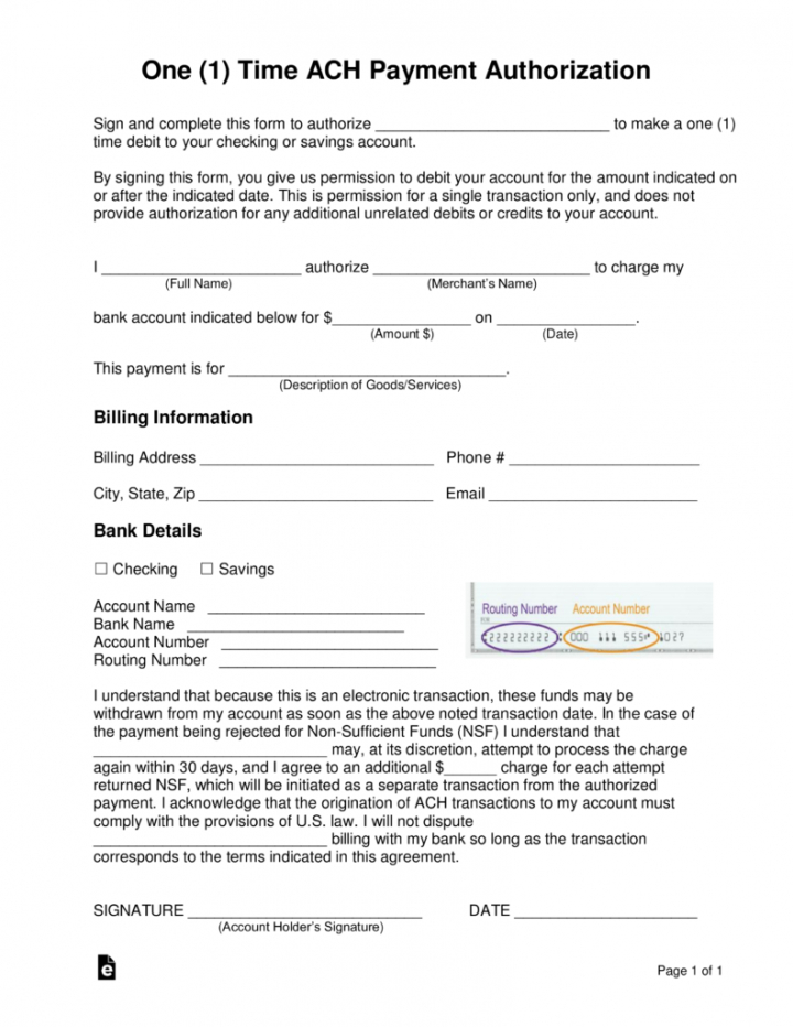 Payday Loan Credit Card Authorization Form One Time Ach Form Template Doc Example