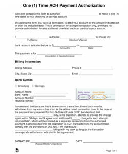 Payday Loan Credit Card Authorization Form One Time Ach Form Template Doc Sample
