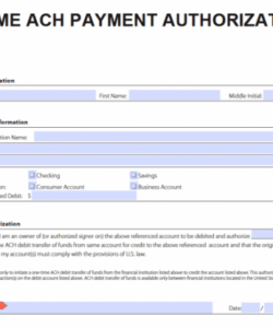 Payday Loan Credit Card Authorization Form One Time Ach Form Template Excel Sample