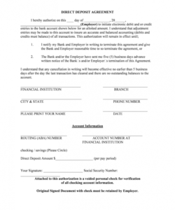 Printable Blank Direct Deposit Form Template Pdf Example
