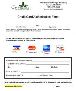 Printable Credit Card Authorization Form Template Doc
