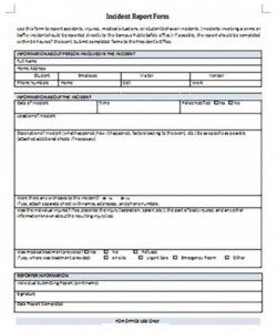Printable Critical Incident Report Form Template Pdf Sample
