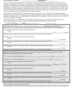 Printable Direct Deposit Enrollment Form Template Pdf Example