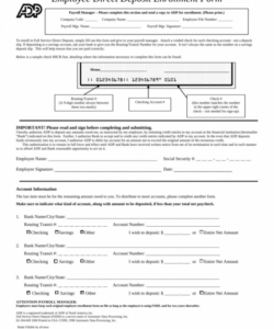 Printable Employer Direct Deposit Form Template